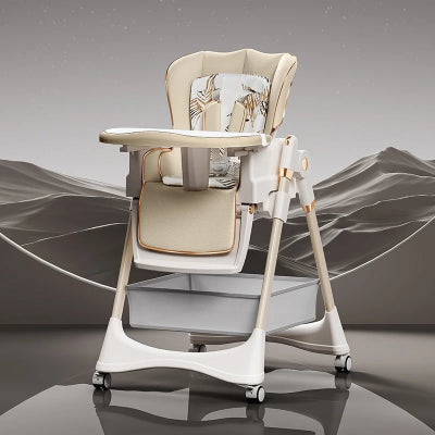 chaise haute bebe beige fleuri avec panier