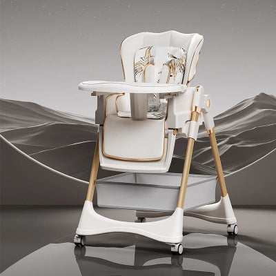 chaise haute bebe blanc fleuri avec panier